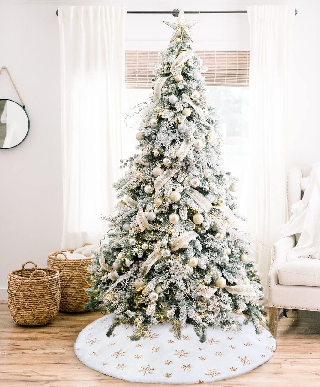 Snapklik.com : Christmas Tree Skirts 36inch Faux Plush White Tree Skirt ...