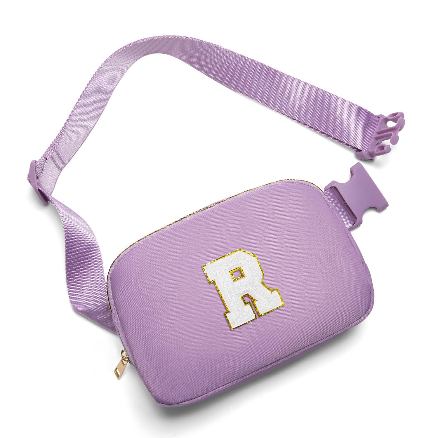 Gitus Birthday Gifts for 8 9 10 11 12 13 Year Old Girls Personalized Fanny Pack Crossbody Bags with Initial Letter Patch Belt Bag for Teen Girls Cute Trendy Stuff Travel Essentials (Lavender-R)