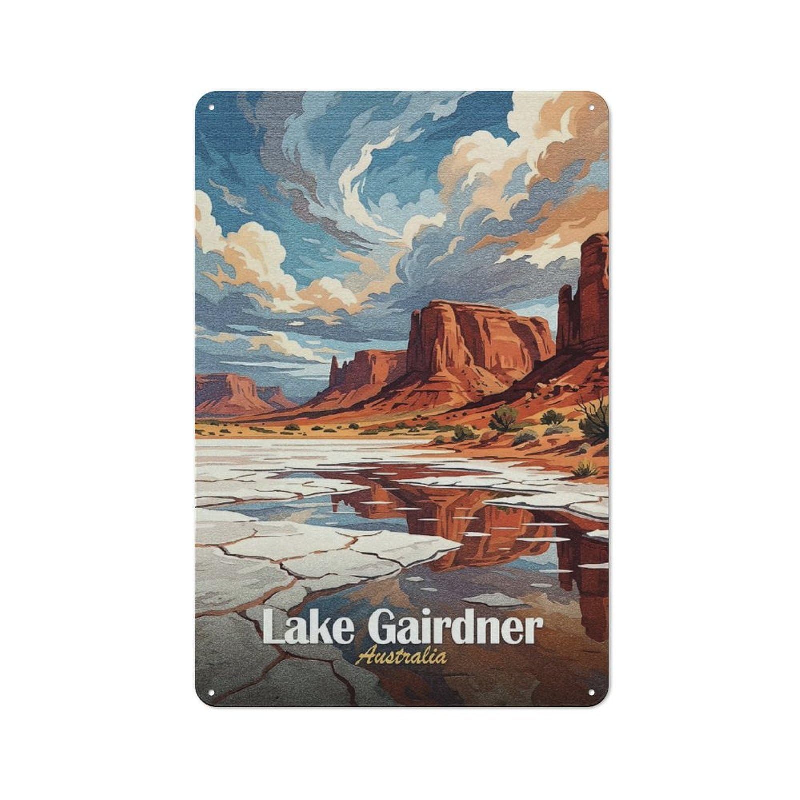 Junmoney Style-22 For Lounge Or Reading Corner, Lake Gairdner Australia Travel Retro Tin Sign 30X20cm, Gift For Reading Corner Decorators During The Christmas Season