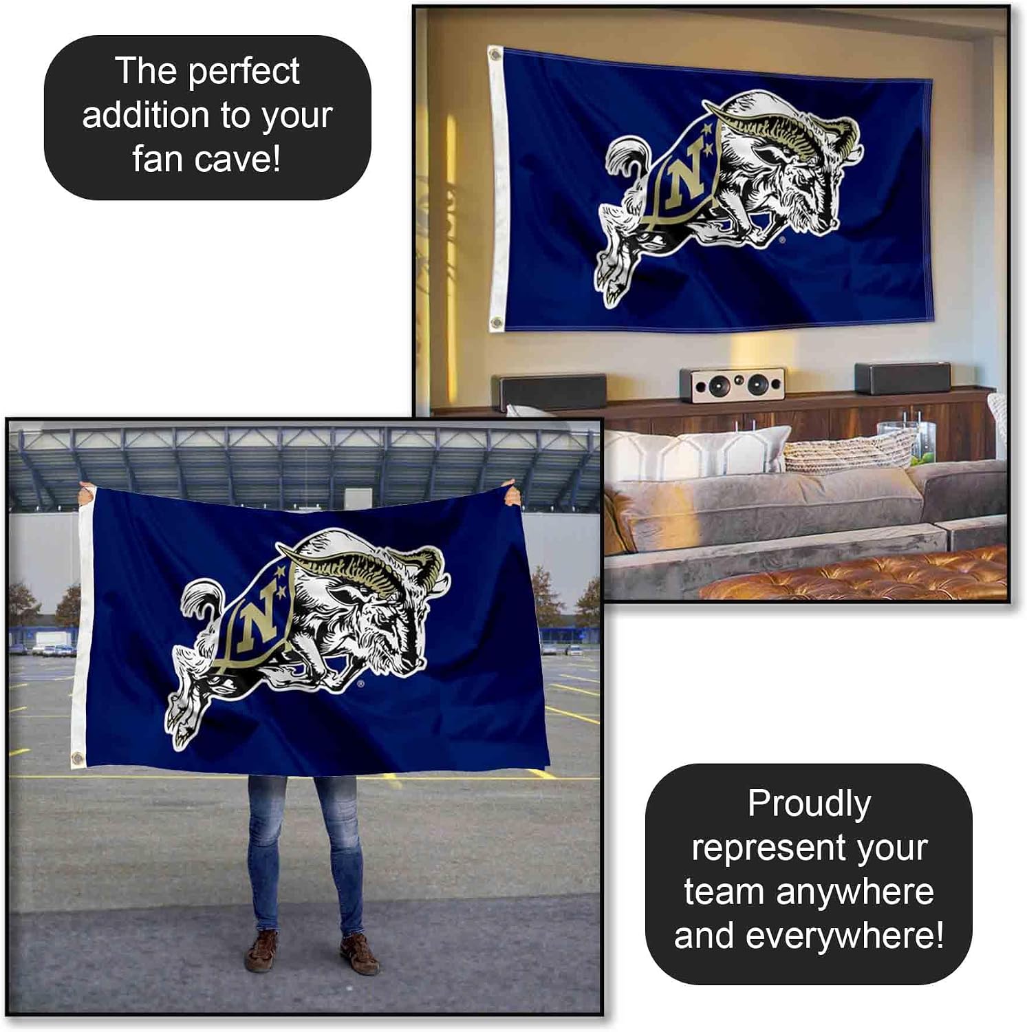 Navy Midshipmen Bill the Goat College Flag