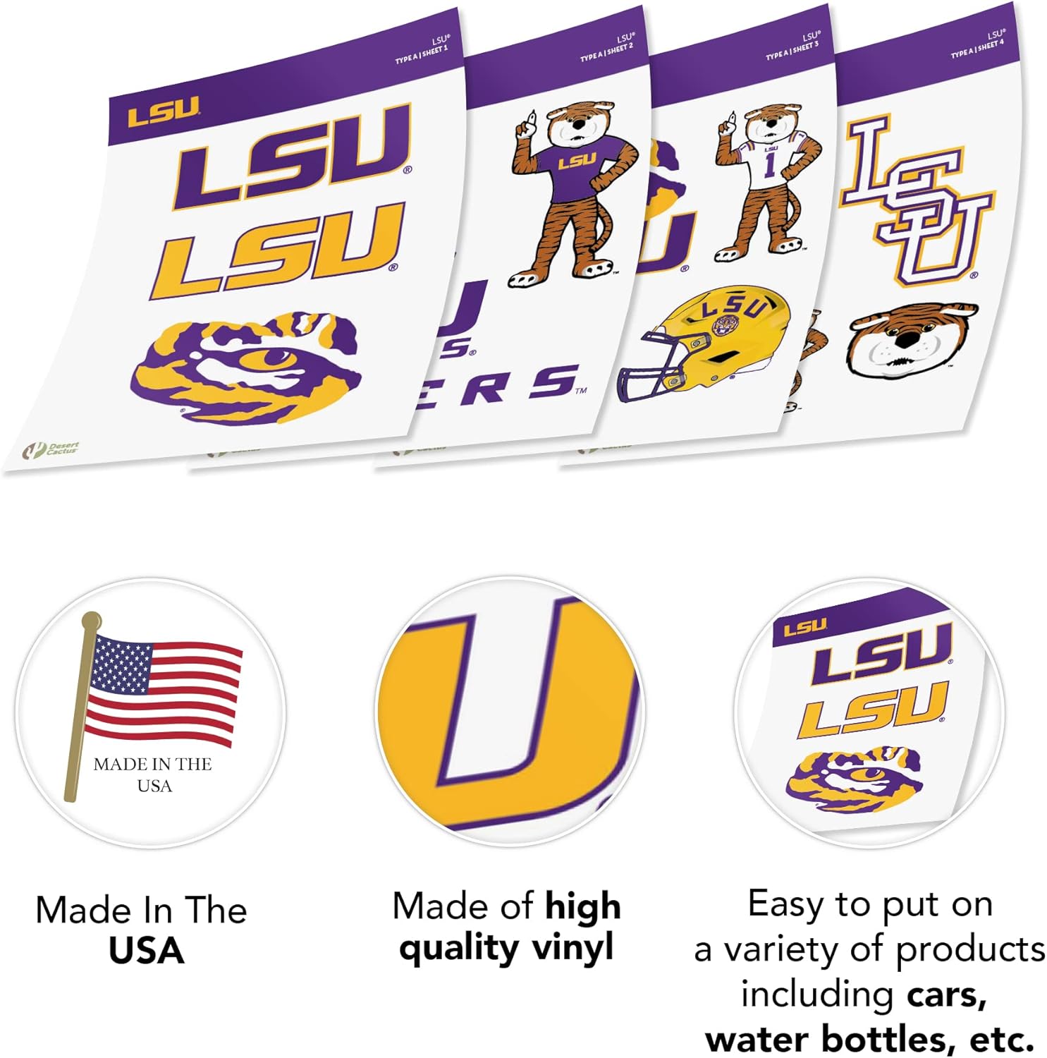 Desert Cactus LSU Louisiana State University Sticker - Tigers Geaux Louisiana State University Vinyl - LSU Tigers Decal Laptop Water Bottle Car Scrapbook (Type A) - Image 5