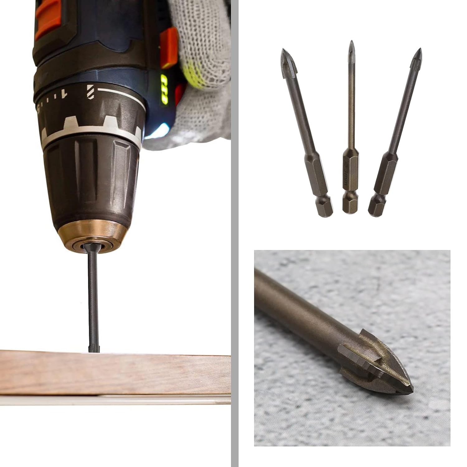 5pcs Tile Drill Bits with Hex Shank Glass Concrete Drill Bit Set