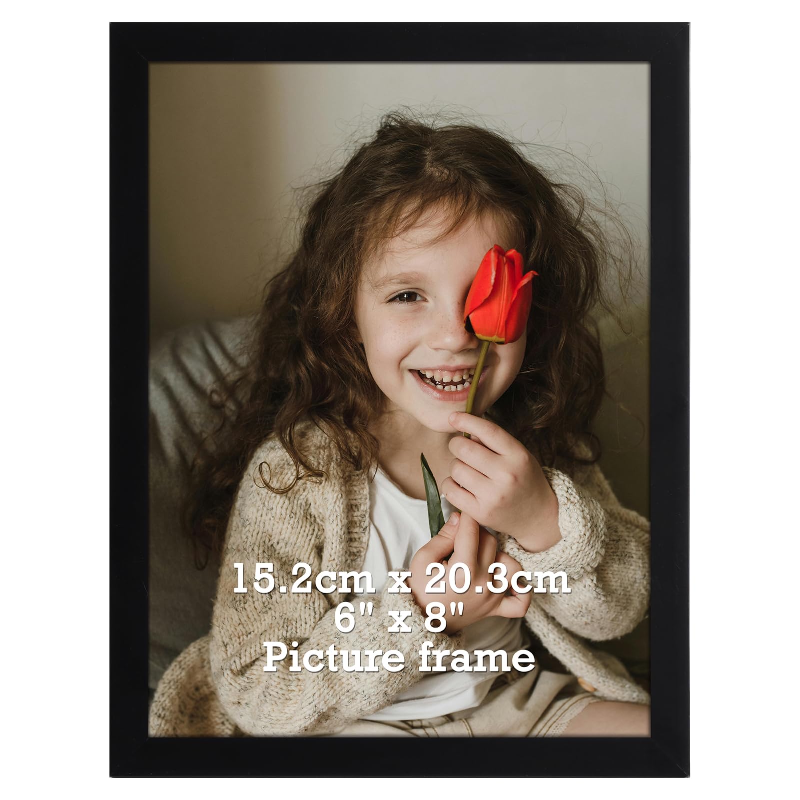 Vasemouh 6x8 Photo Frame Black, Single 8x6 Picture Frame Horizontal or Vertical Wall Mounting and Tabletop Display for Home, Office, Gallery