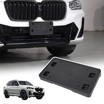 License Plate Frame Bracket Compatible with BMW X3 G01 2022 2023 2024 2025,ABS Tag Frame Front Bumper License Plate Holder Mount Adapter Relocation Kit Accessories 1PCS Black