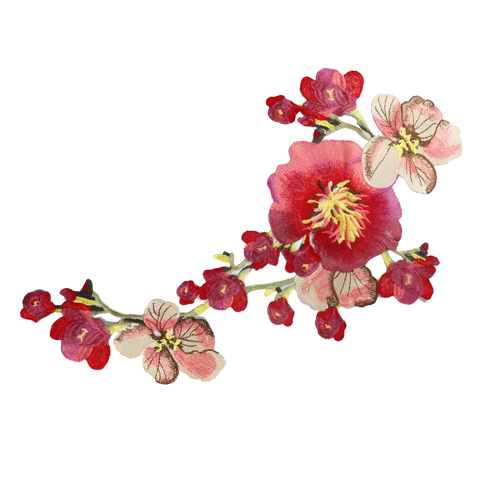 Qusinfc Peony Embroidery Fabric Applique Sewing on Clothing Sticker for Jackets Dress Cheongsam Costume Embellishment Paeony Fabric Fix