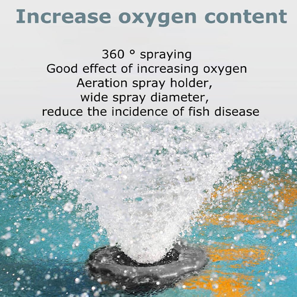 Fuente flotante para estanques de peces, bomba de agua de alta potencia con chorros de 360°, motor de ahorro de energía, bomba de eje de cerámica con tapa de entrada de filtro, sistema de producción
