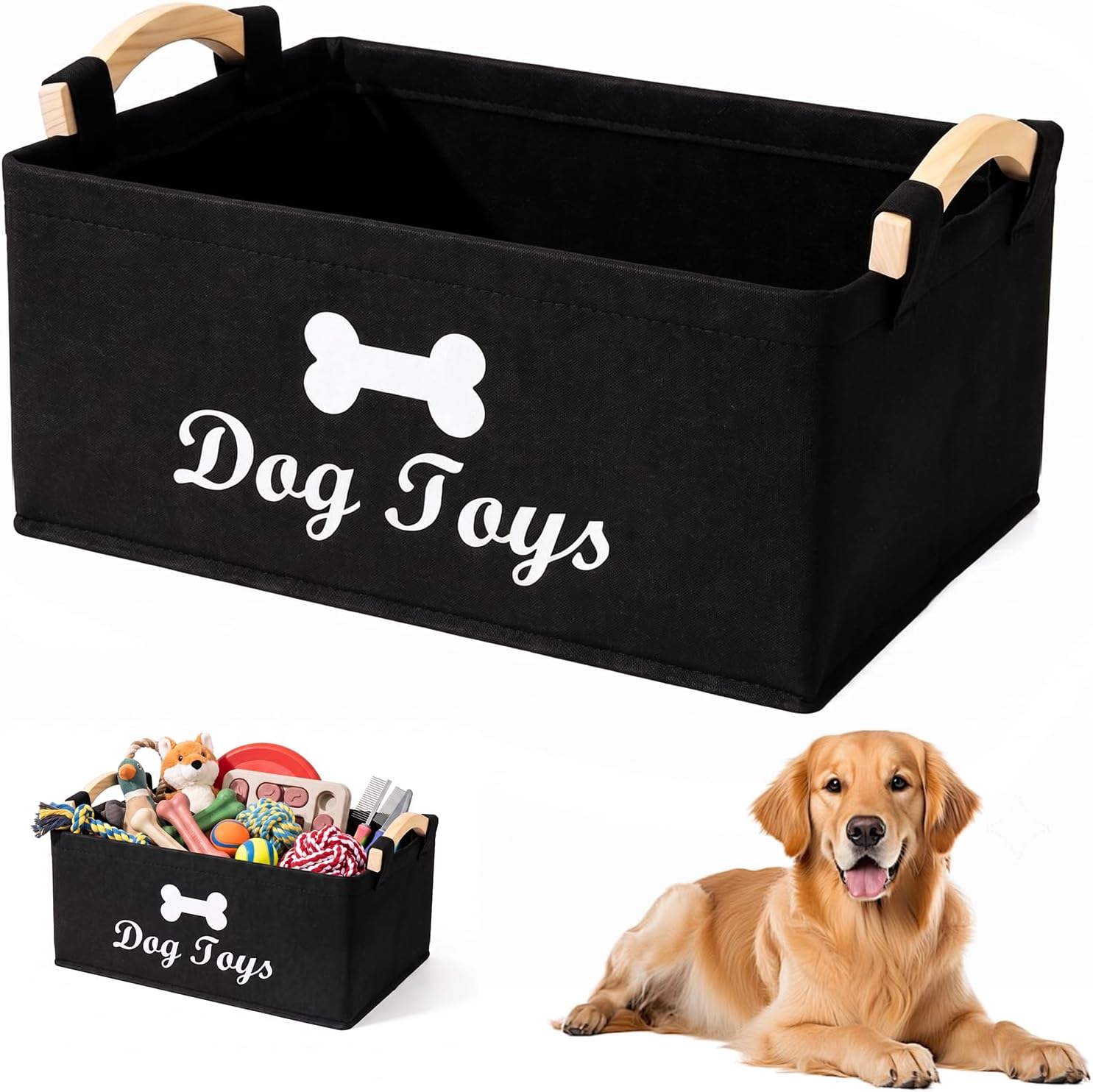 Panier Jouets Chien Personnalisé Noir POPAPIE
