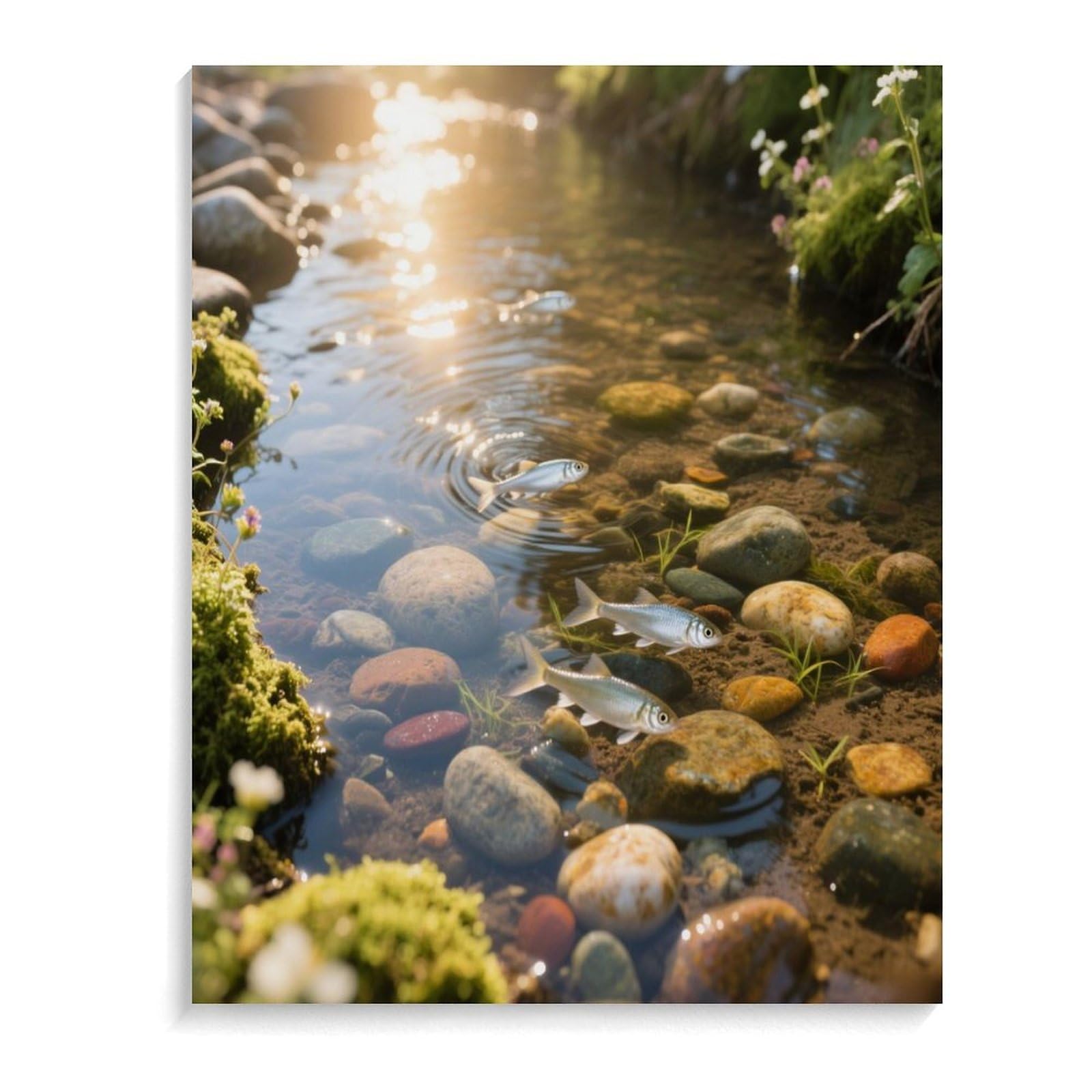 KOAYUBFC Creek Pebbles Malen nach Zahlen Kit für Erwachsene Anfänger Erwachsene Malen nach Zahlen Kits auf Leinwand DIY Acryl Ölfarben Malerei mit Pinseln als Geschenk Home Wall Decor