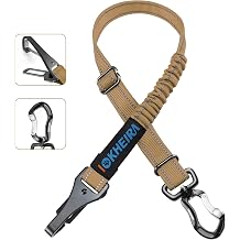 IOKHEIRA Dog Seatbelt, Universal Reflective Bungee Dog Car Harness with Hook Latch & Seatbelt Buckle, Swivel Aluminum Carabiner, Green