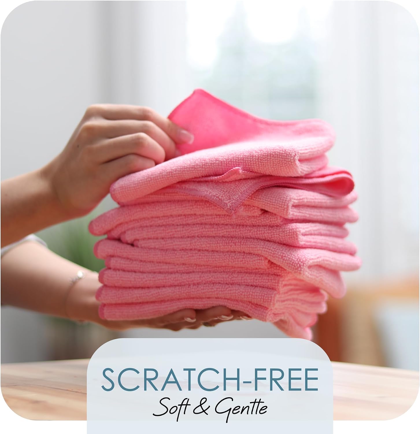 Hearth & Harbor Microfiber Cleaning Cloth Microfiber Towels for Cars 24 Pack Washcloths Pink Cleaning Rags Reusable Microfiber Towel Microfiber Cloth Rags Lint Free Cloth 12Inchesx12Inches image 4