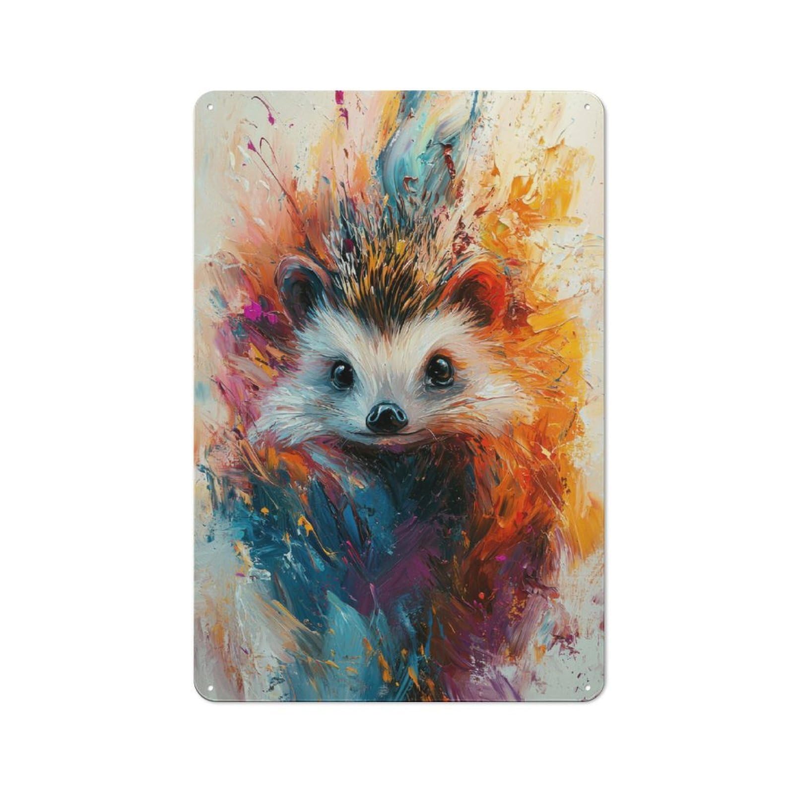 Junmoney Hedgehog Painting 30X20cm Retro Tin Sign With For Dining Room Or Kitchen, For Metal Sign Collectors, For Garage And Workshop Walls