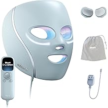 Shark CryoGlow LED Face Mask with Under-Eye Cooling, Anti-Ageing &amp; Blemish Repair, Red &amp; Blue LED, Infrared Light Therapy, USB-C, Remote Control, Storage Bag, Blue Frost, FW312