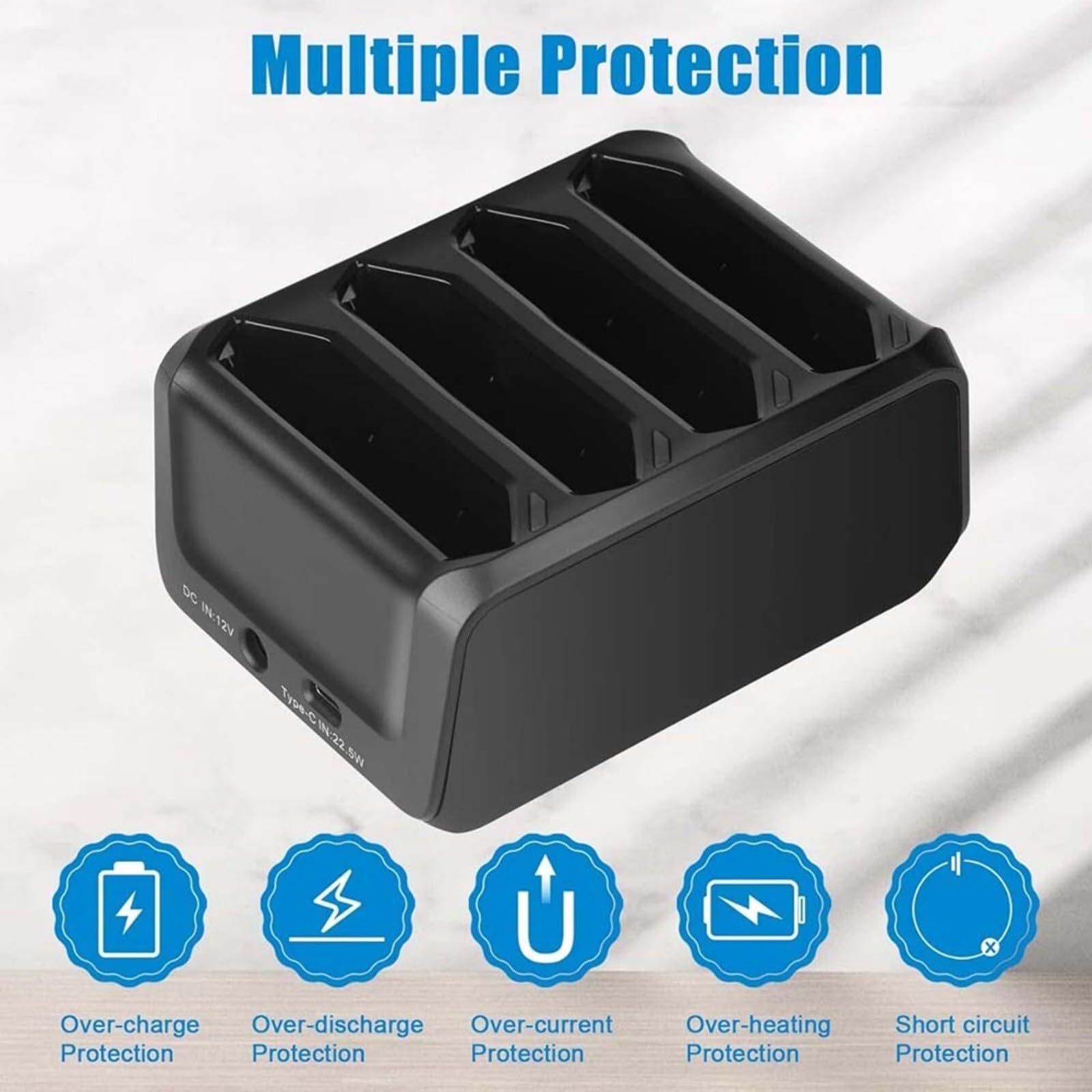 Batteria quad-Slot per Zebra TC70 TC72 TC75 TC77 4A dock di ricarica rapida con ingresso USB-C indicatore LED intelligente per scanner simboli