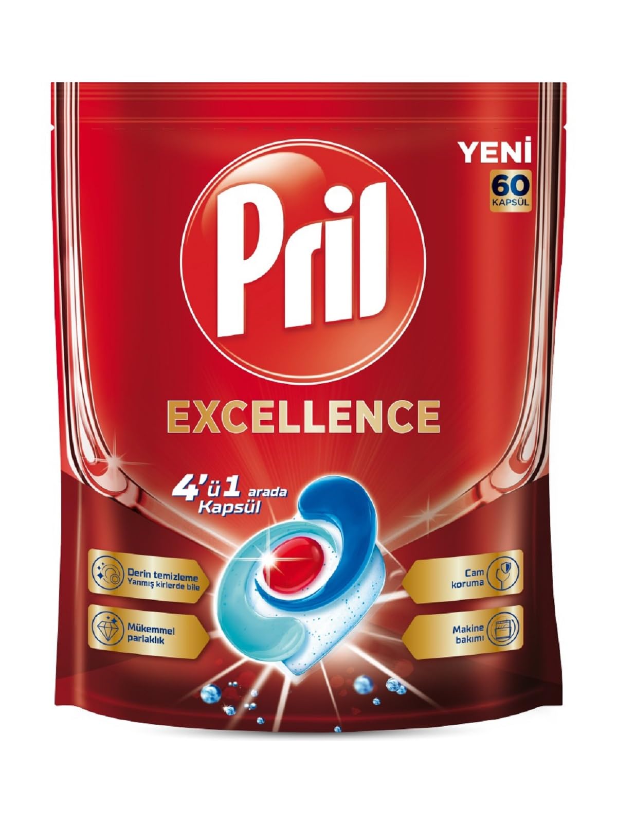 Pril Excellence 4'ü 1 Arada Bulaşık Makinesi Kapsülü - 60 Kapsül