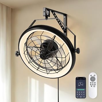 23" Wall Mount Fan with Light,Plug in Wall Fan with Remote/App Control