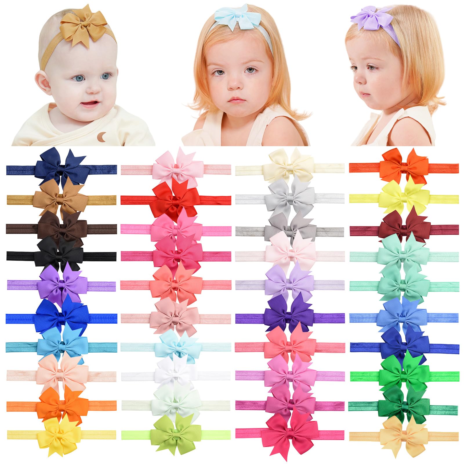 20 Fiocchi Per Capelli Con Clip A Coccodrillo Per Bambine E Ragazze - Nastro Grosgrain, 11,4 Cm, Assortimento 10 Colori