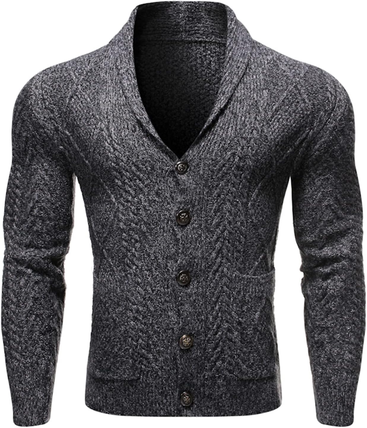 Men's Slim Fit Cardigan Sweaters Fall Winter Long Sleeve Warm Cable Knitwear Shawl Lapel Twisted Cardigan Jackets Coats (Black,Large) : Beauty & Personal Care