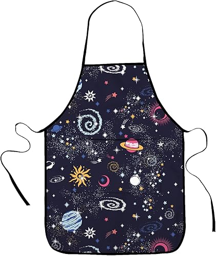 Miniatura 1 de INRAINE Delantales para cocinar, divertidos delantales de pintura para niños con bolsillo central, impermeable, delantal de chef para niños