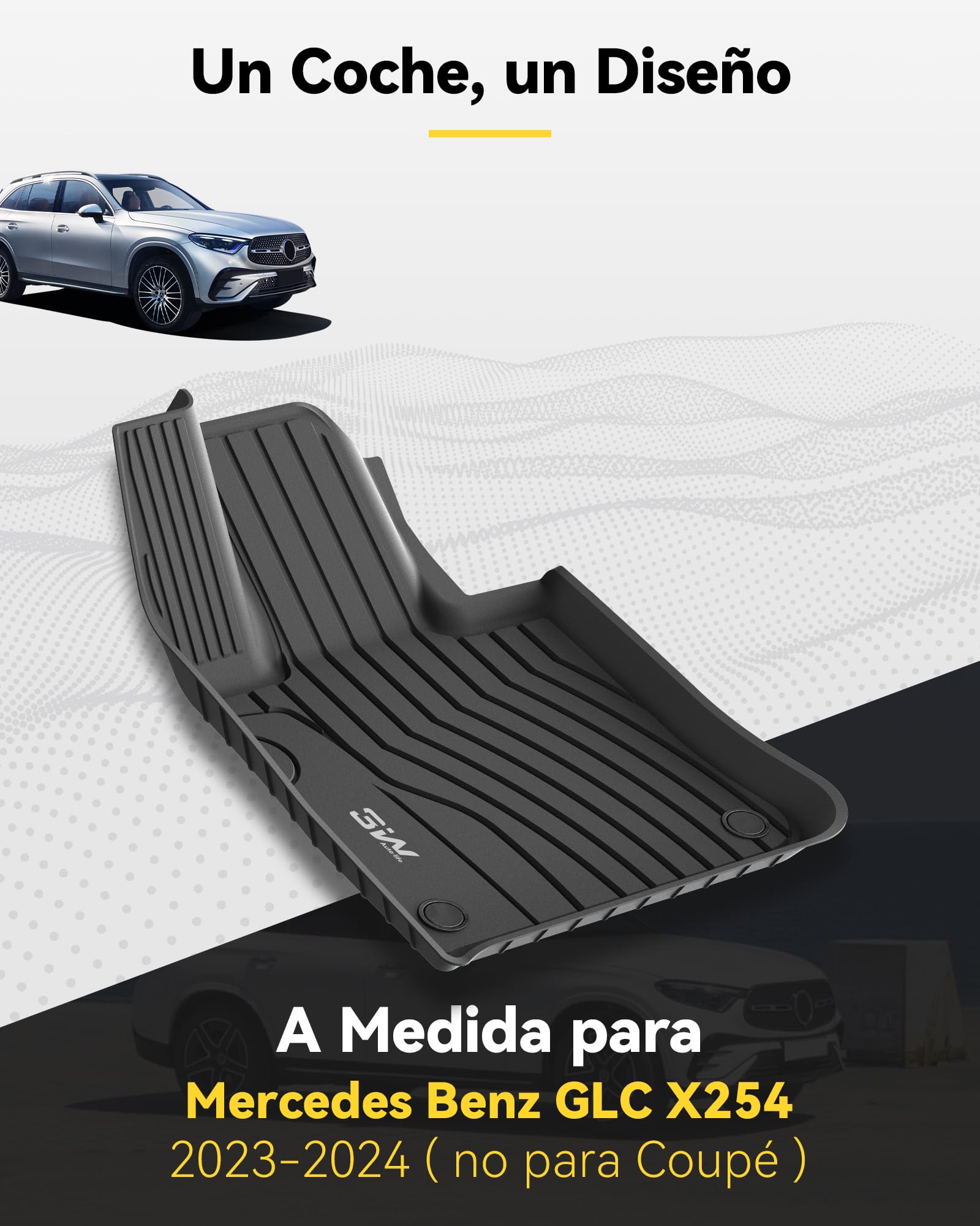 3W Alfombrillas de Coche y Maletero Compatible con Benz GLC X254 2023-2025 2026, Thorex™ Alfombrillas para Todo Tipo de Clima para Benz GLC la 1ª y 2ª Fila Juego Completo, Negro