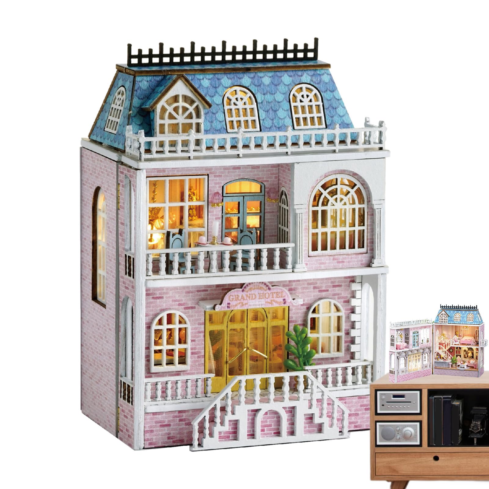 Amazon.co.jp: ミニチュアハウスキット |家具とLEDを備えたドール