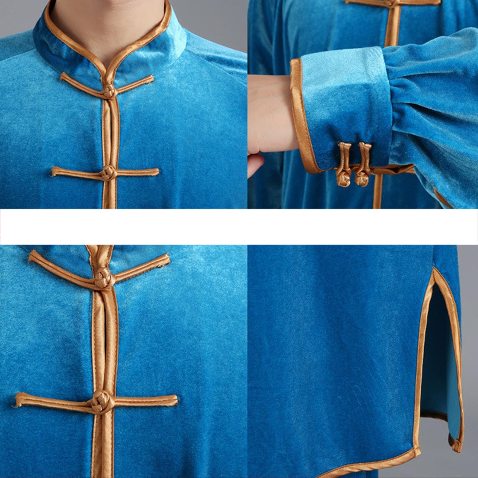 Tai Chi Abbigliamento Uniforme Arti Marziali Cinese Tradizionale Uomo Donna Shaolin Kung Fu Taekwondo Abbigliamento da Allenamento in Cotone (Color : Blue, Size : L)