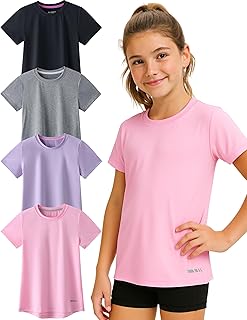Value 4-Pack: Girls' Dry Fit Tech T-Shirts for Sports & Activewear