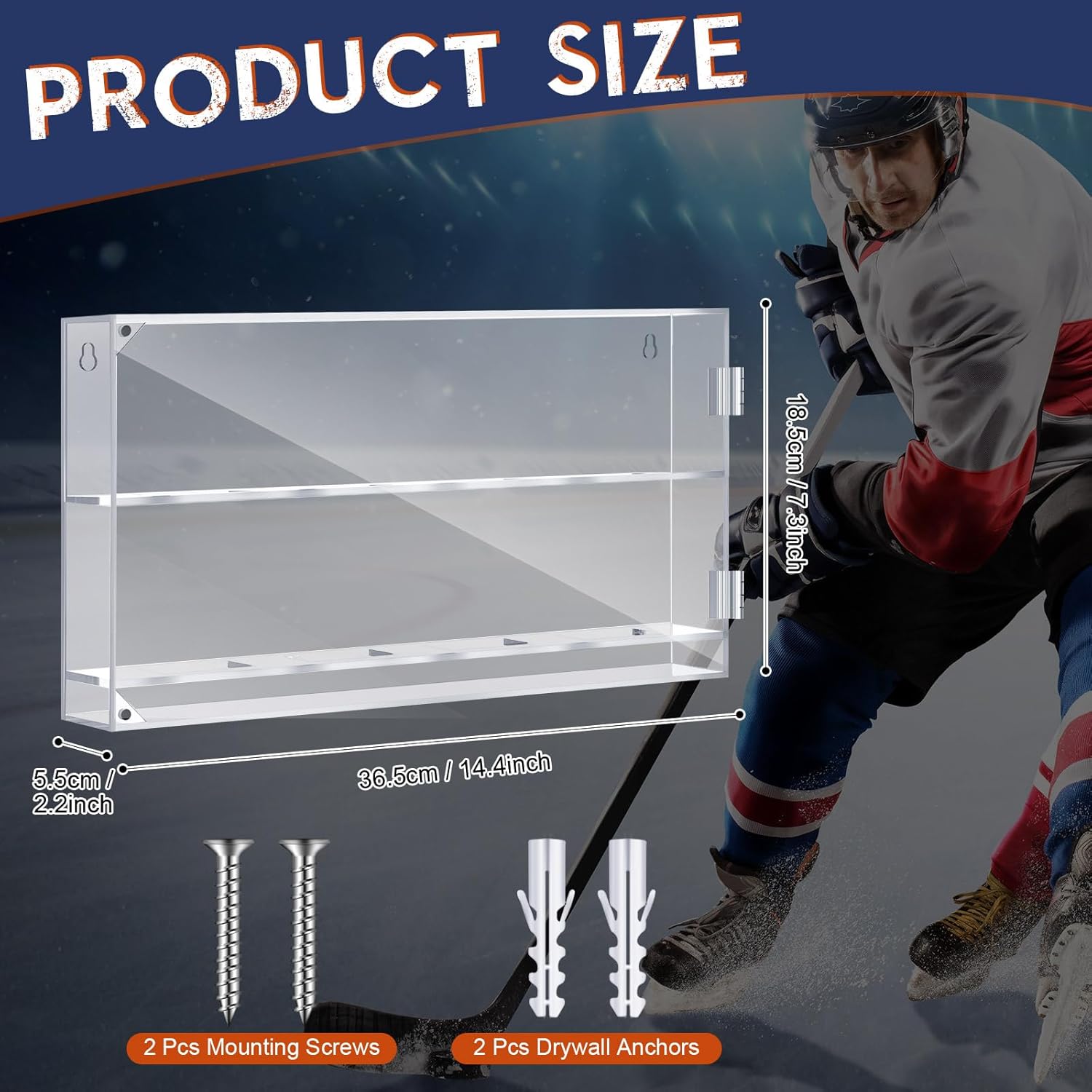 Acrylic Hockey Puck Display Case Holders Shadow Box for Gift Clear Holder Holds Stand Showcase Wall Mount Desktop for Ice Hockey Enthusiasts(8 Pucks)