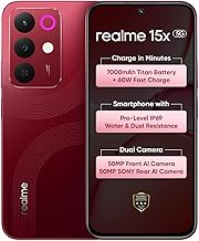 realme 15X 5G Smartphone 8+128GB Maroon Red, 6.8-inch Screen, 144Hz Display,7000mAh Battery, 60W Fast Charging, 50+50MP AI Camera,Dimensity 6300 6nm Octa-core chipset Processor, IP69