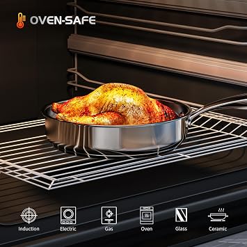 Stainless Steel Pan Set, 16-Piece Tri-Ply Base Induction Pots and Pans Set