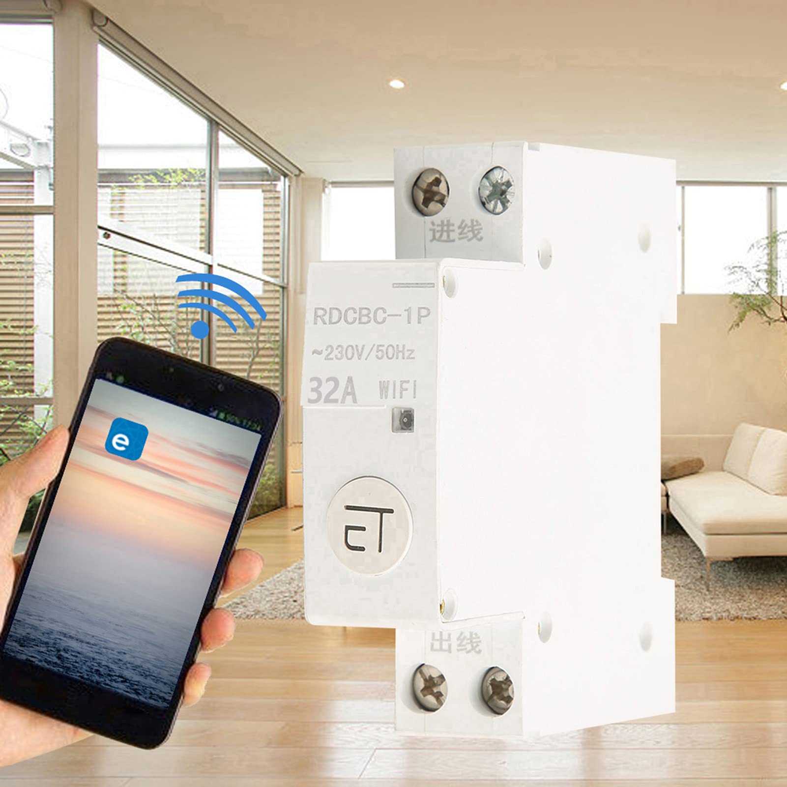 Smart Remote Switch, intelligenter WIFI-Leistungsschalter-Timer-Schalter für Verteilerkasten 1P AC230V 50Hz IP20(1P 36A)