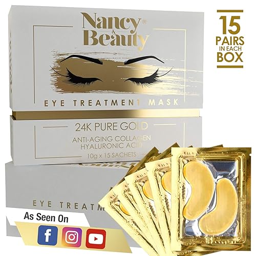 Miniatura 9 de Parches para debajo de los ojos, máscara de oro de 24 quilates, máscara de tratamiento para ojeras debajo de los ojos, tratamiento antiarrugas para