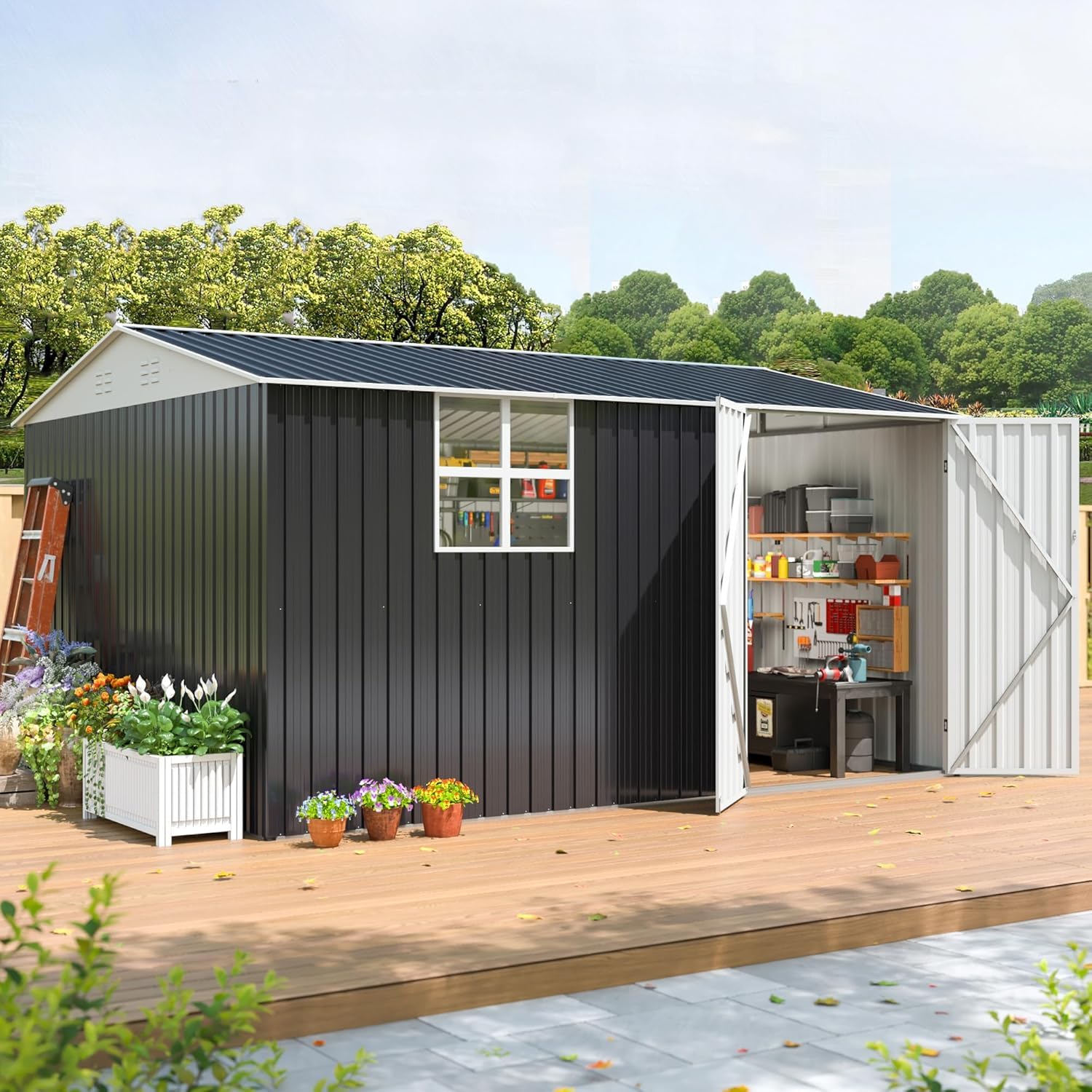 Amazon.com : Polar Aurora 10X12 FT Metal Outdoor Storage Shed with