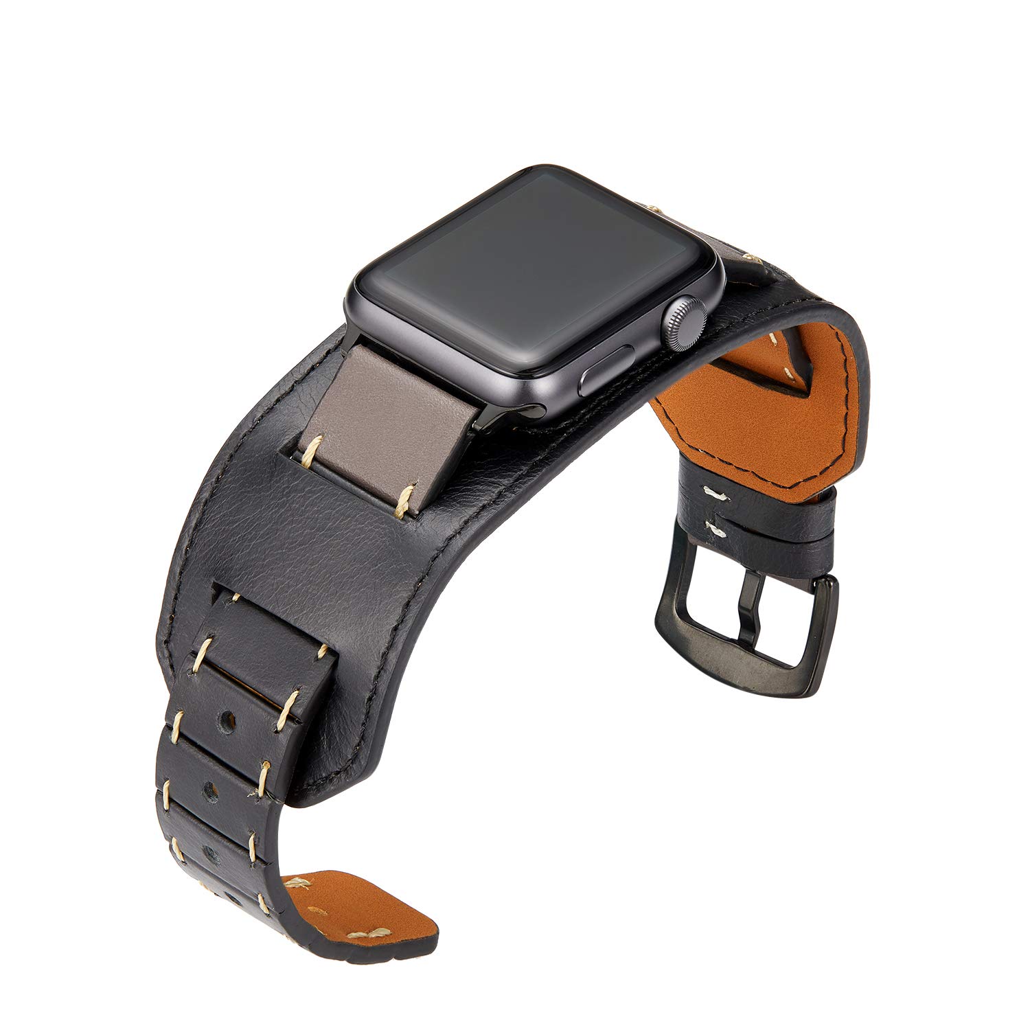 SEMILU Genuine Leather Replacement Strap Compatible with iwatch SE Series 6 5 4 3 2 1
