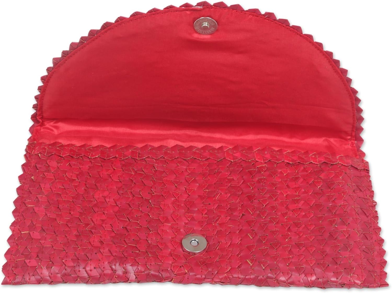 NOVICA Artisan Handmade Palm Leaf Clutch Handbag Fiber Indonesia Natural Handbags Red Aurora Clutches Solid Materials ' Trance in Ruby Red'