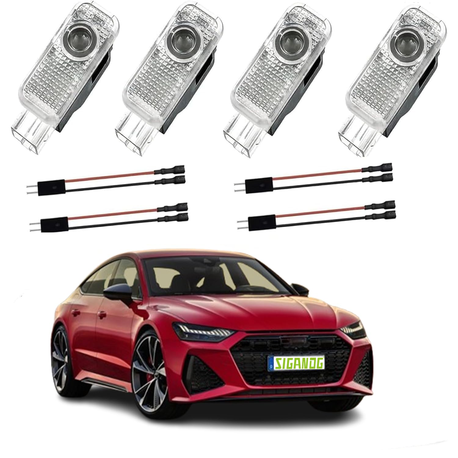 4 Pezzi Compatibile con Luci Proiettore Porta,PerA1/A3/A4/A5/A6/A7/A8/Q2/Q3/Q5/Q7/Q8/TT/R8, illuminazione Sottoscocca Auto, Luce LED di benvenuto Proiettore Logo.
