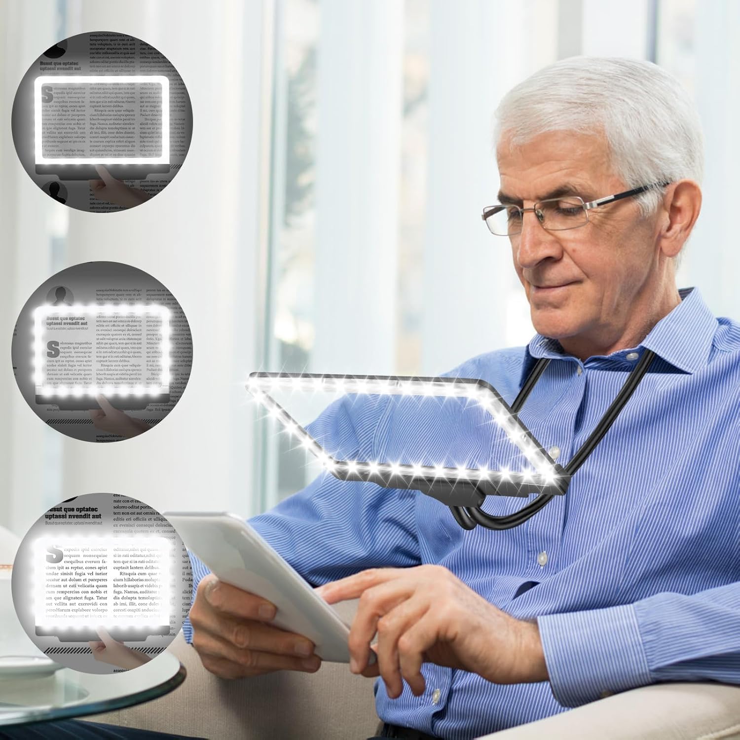 NZQXJXZ 5X Hands Free Magnifying Glass with Neck Wear for Reading