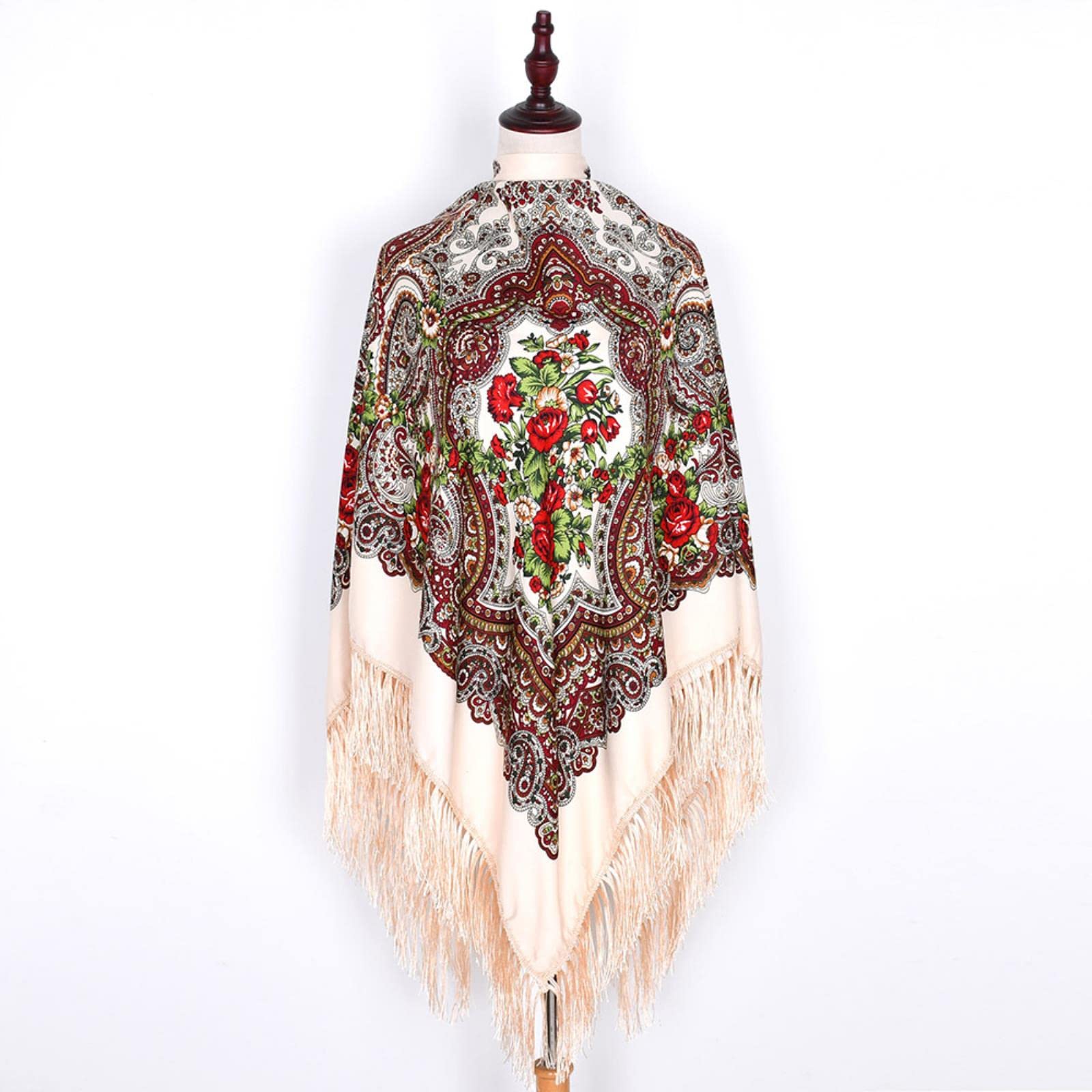 KOOBS Schal Winterdecke Schalbandana Übergroße Vintage Frauen Quaste Square Poncho Hijab 160 cm Schal