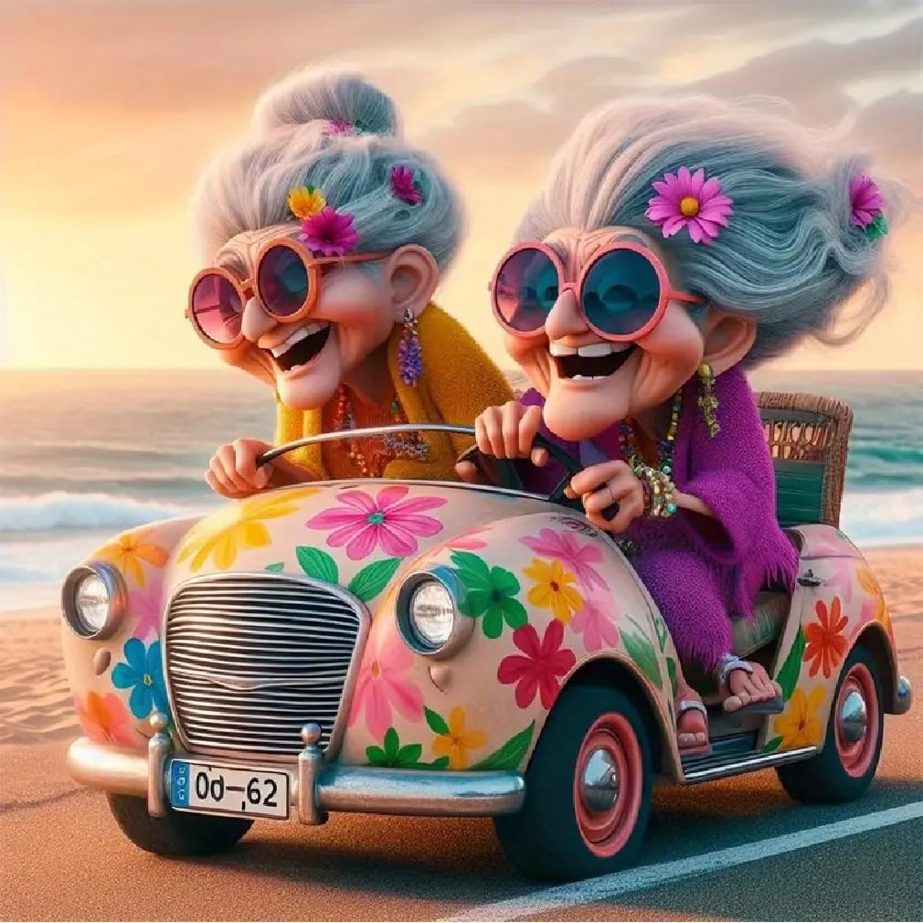 Grandmas Diamond Painting Kits for Adults, Easy Seaside Diamond Art Painting Kits for Beginners, DIY Adults Diamond Art Kits 5D Full Round Drill Gem