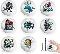 Lasyman 8-Pack 1.5" Sea Animal Ceramic Drawer Knobs - Nursery Cabinet Pulls for Kids Furniture