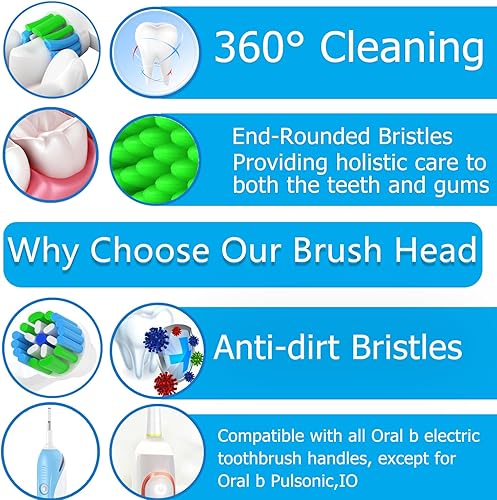 Miniatura 5 de Cabezales de repuesto para cepillos de dientes de precisión compatibles con Braun Oral b 7000Pro 10003000800096005000Genius y cepillo de dientes