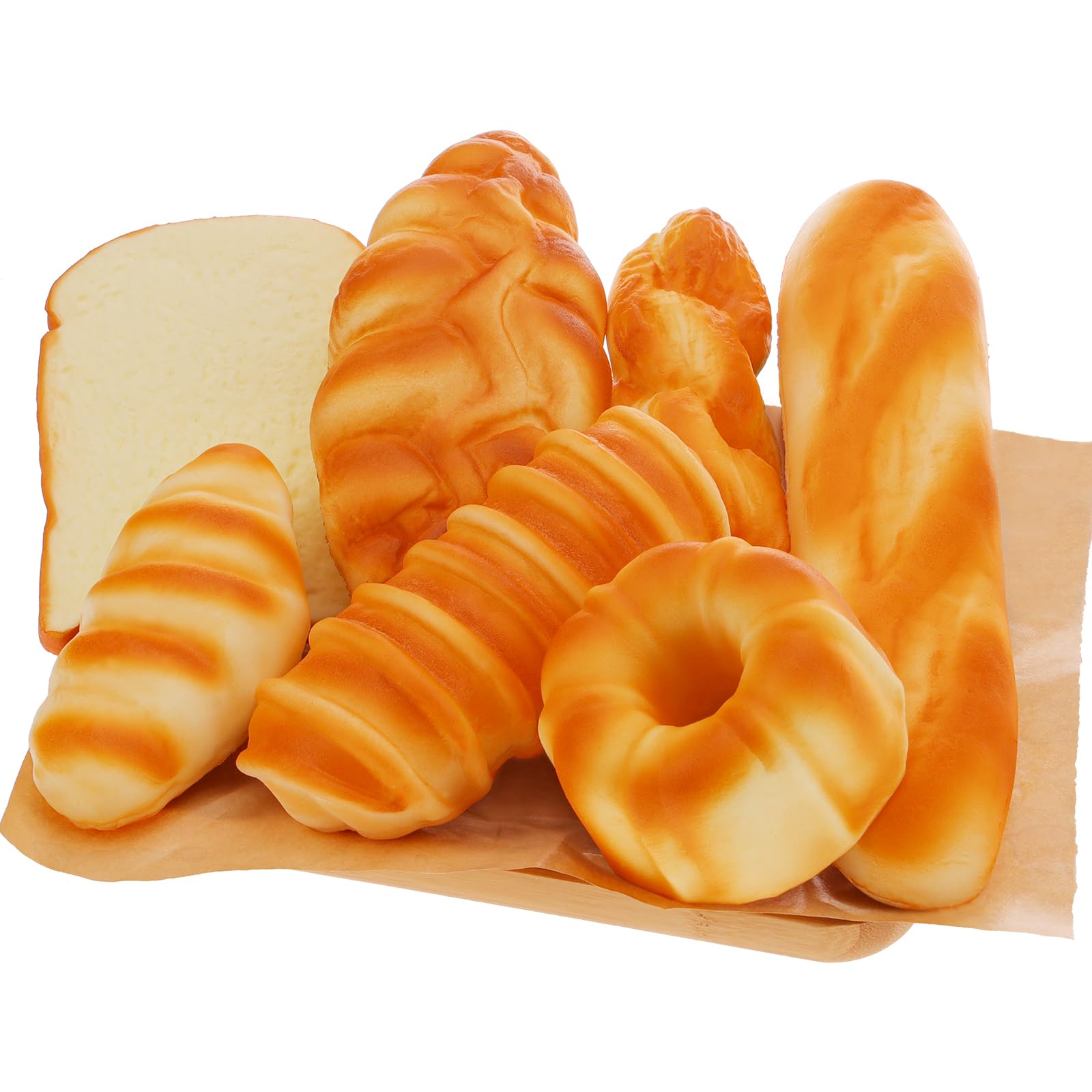 Woration Realistic Fake Bread Simulation Toast Model Assorted Artificial Desserts Decoration Crafts Photography Props for Bakery Kitchen Home 7pcs