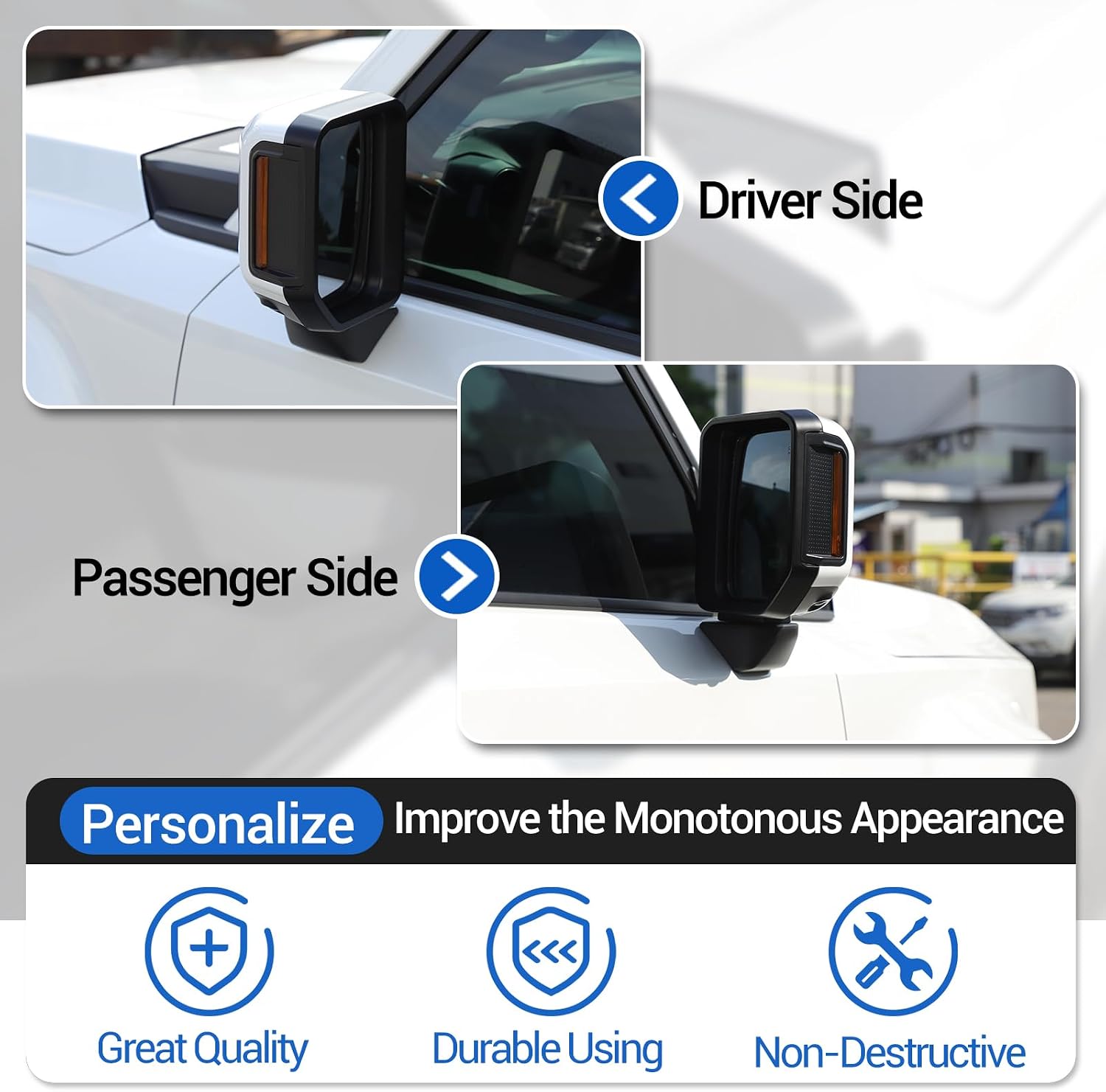 Exterior Side Rearview Mirror Rain Eyebrow Frame Compatible with Toyota Land Cruiser 250 Prado 2024 2025 2026, ABS Rearview Mirror Cover Rain Eyebrows Trim Frame 2Pcs (Matte Black) image 4