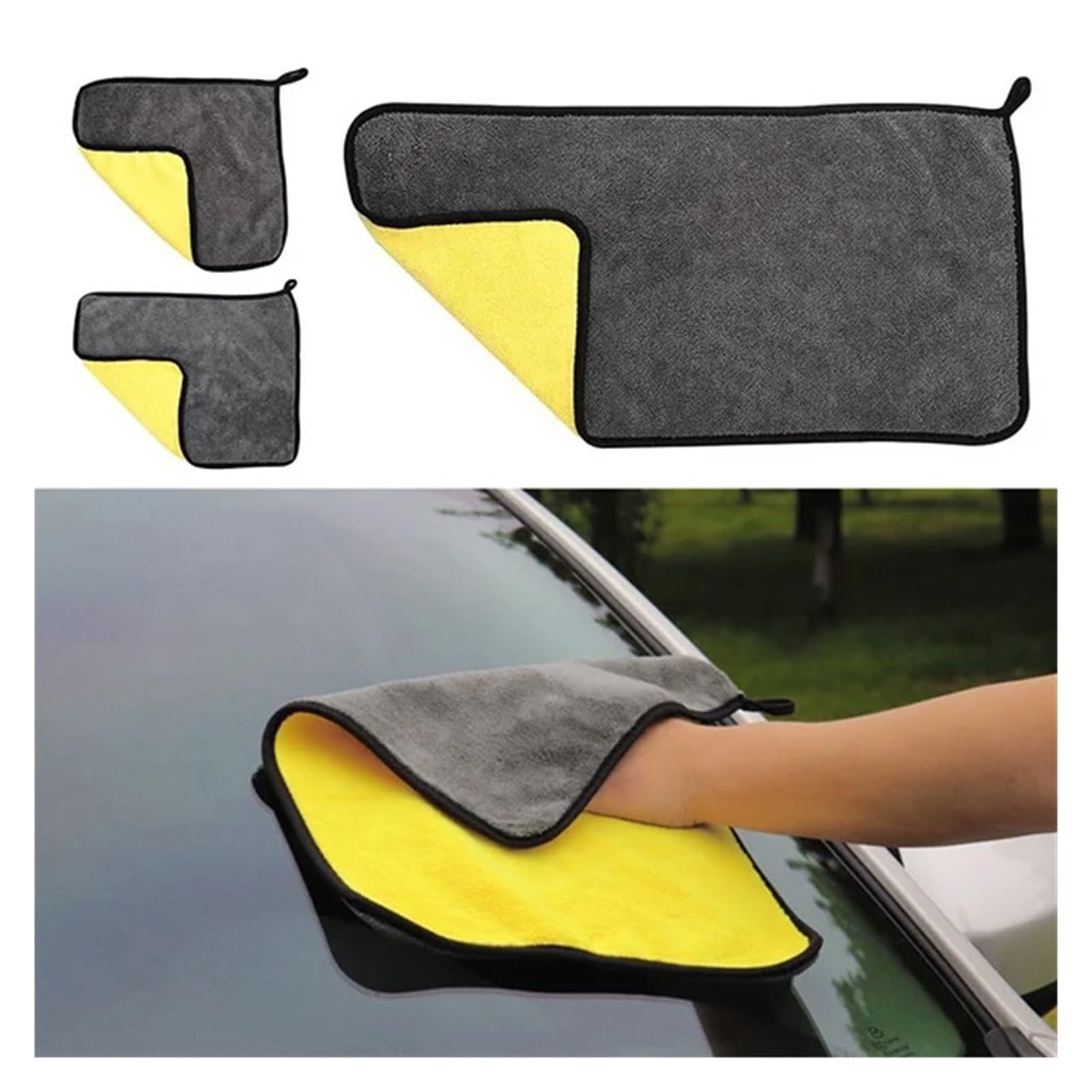 Kit Nettoyage Voiture 5 Pièces - 3 Chiffons Microfibre + 2 Gants Lavage, Pour Un Nettoyage Sans Rayures