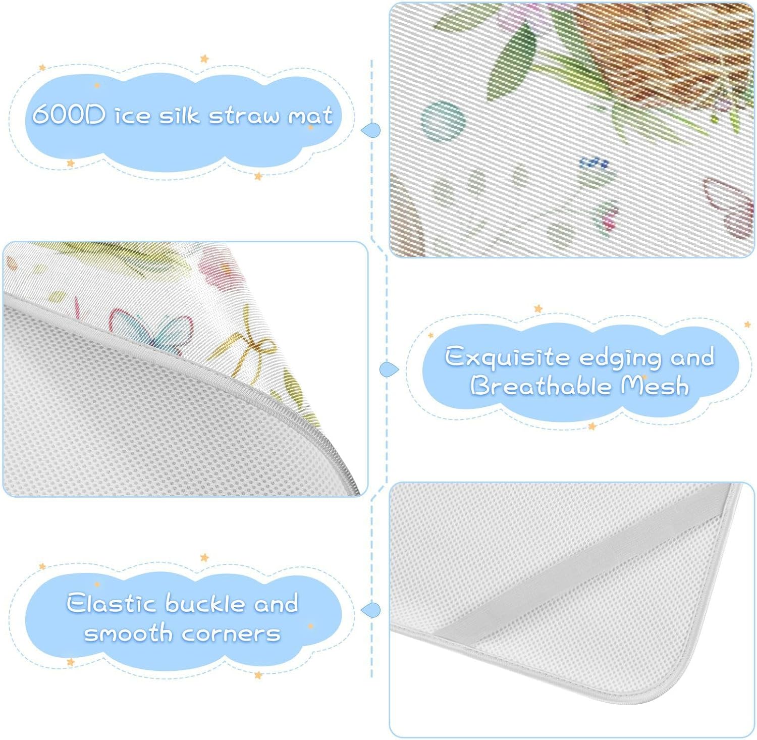 Cute Cartoon Spring Easter Rabbits Cooling Baby Mattress Protector 28" x 52" Breathable Mattress Protector Pads for Baby&Toddler