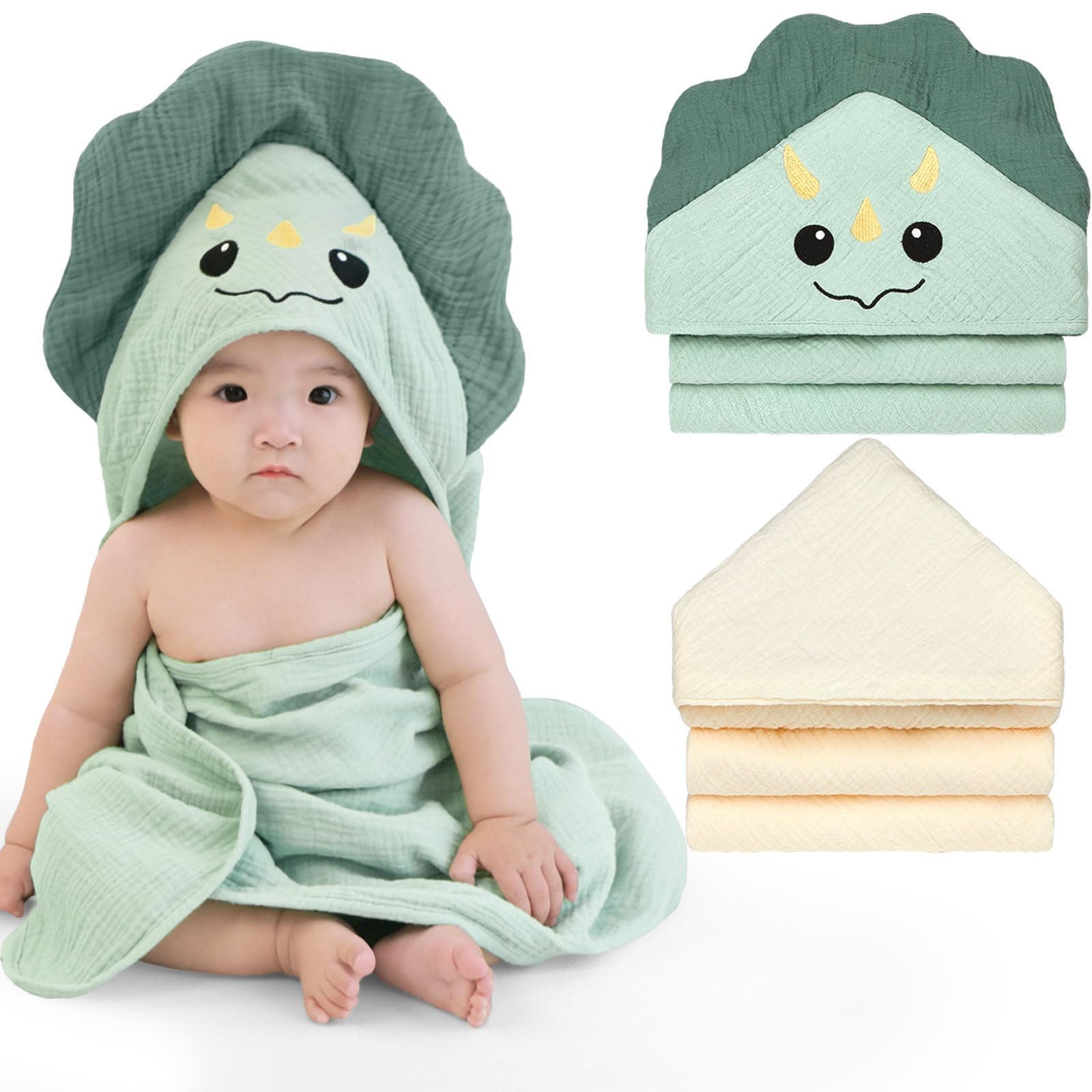 Unicorn Castle Hooded Baby Towels 2Pack 100 Muslin Baby Bath Towels for Newborn Animal Design Ultra-Soft Baby Girl