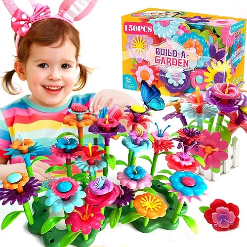 Juguetes de construcción de jardín de flores para niñas juguete STEM para jardinería regalo de simulación para niños juego de 150 piezas para niños