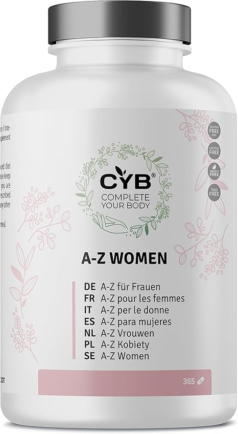 CYB | A-Z Multivitamin Tabletten - Vitamine für Frauen - 365 Tabletten 1 Jahr Versorgung ...