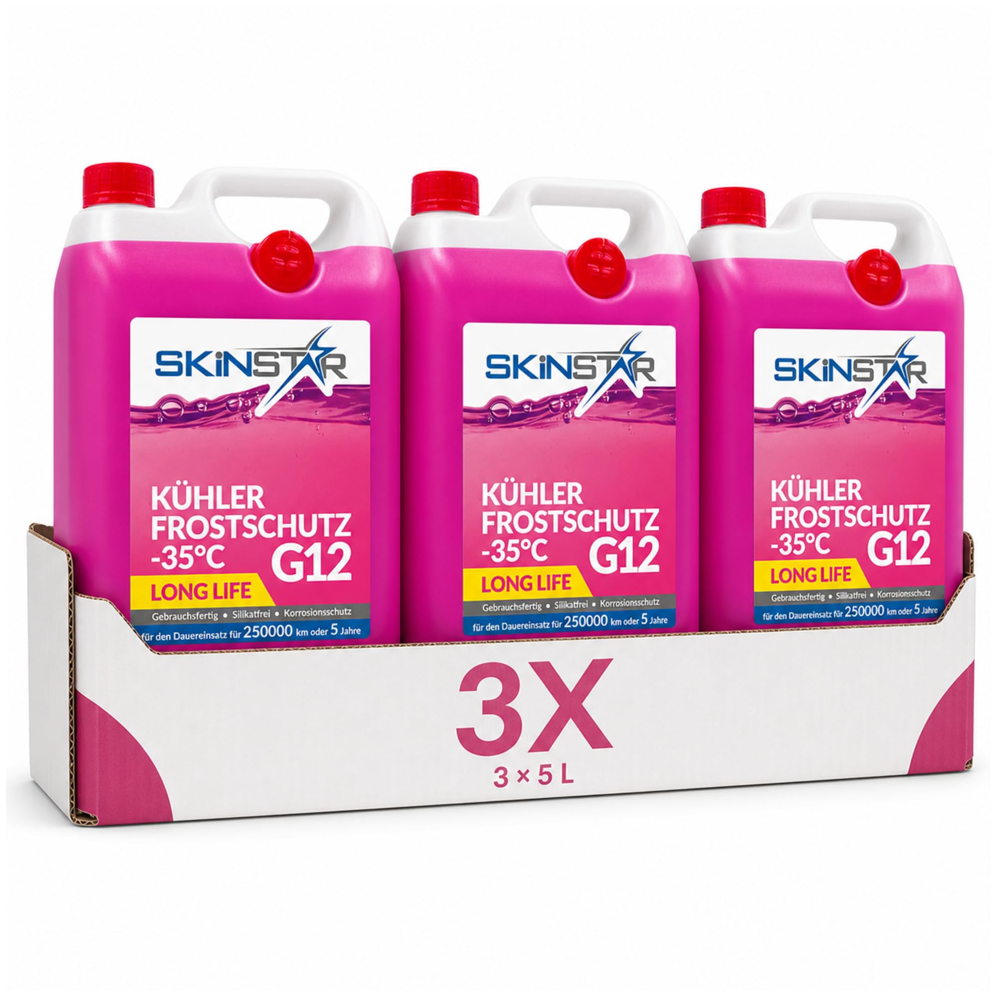 SkinStar Protection contre le gel de radiateur -35 °C | G11 | G12 | G13 | Liquide de refroidissement | Liquide de refroidissement prêt à l'emploi | Antigel pour voiture | Produits chimiques de voiture