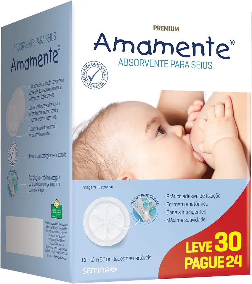 Absorvente Para Seios Amamente® 30 UN