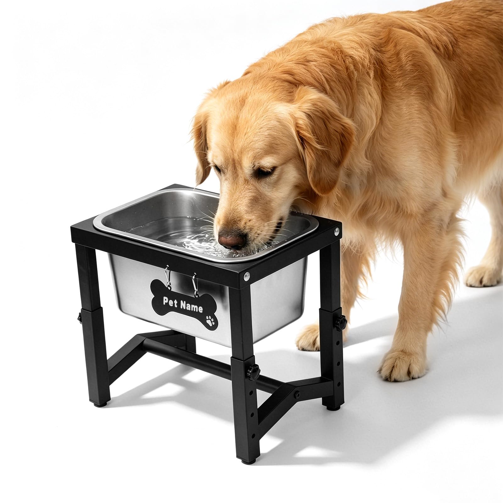 Metal Elevated Dog Bowls – 4 Adjustable Heights (9.2"-13.4") with 1.85GAL Stainless Bowl, Elevated Dog Bowls Medium/Large Breed, Elevated Dog Water Bowl, Neck &amp; Joint Protection